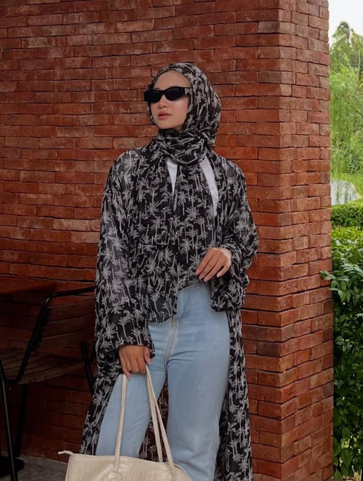 Black Forest Printed Abaya