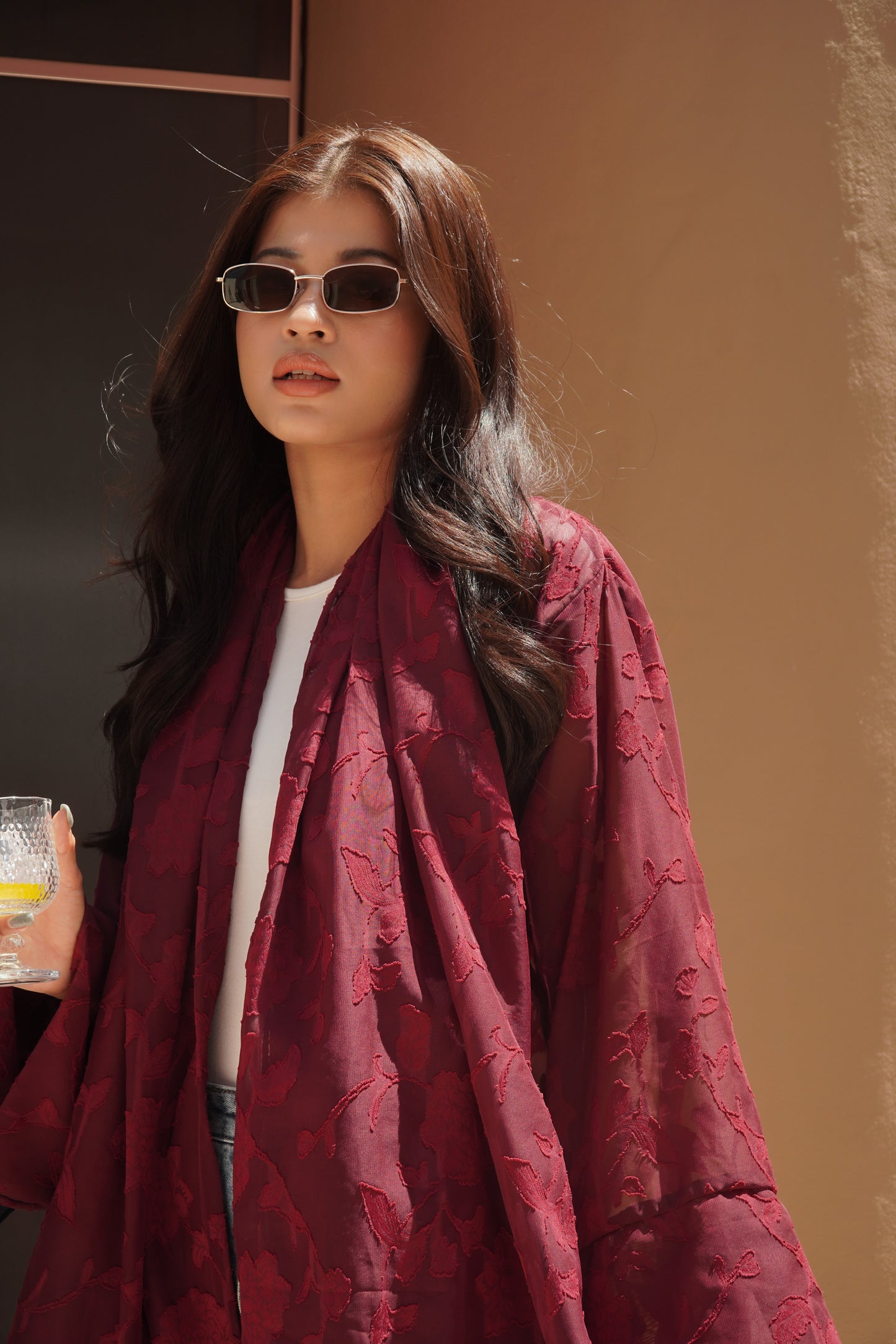 Rooh Red Rose Embroidered Abaya