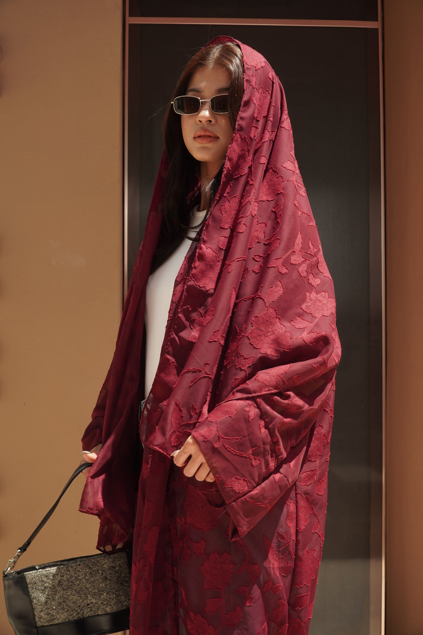 Rooh Red Rose Embroidered Abaya