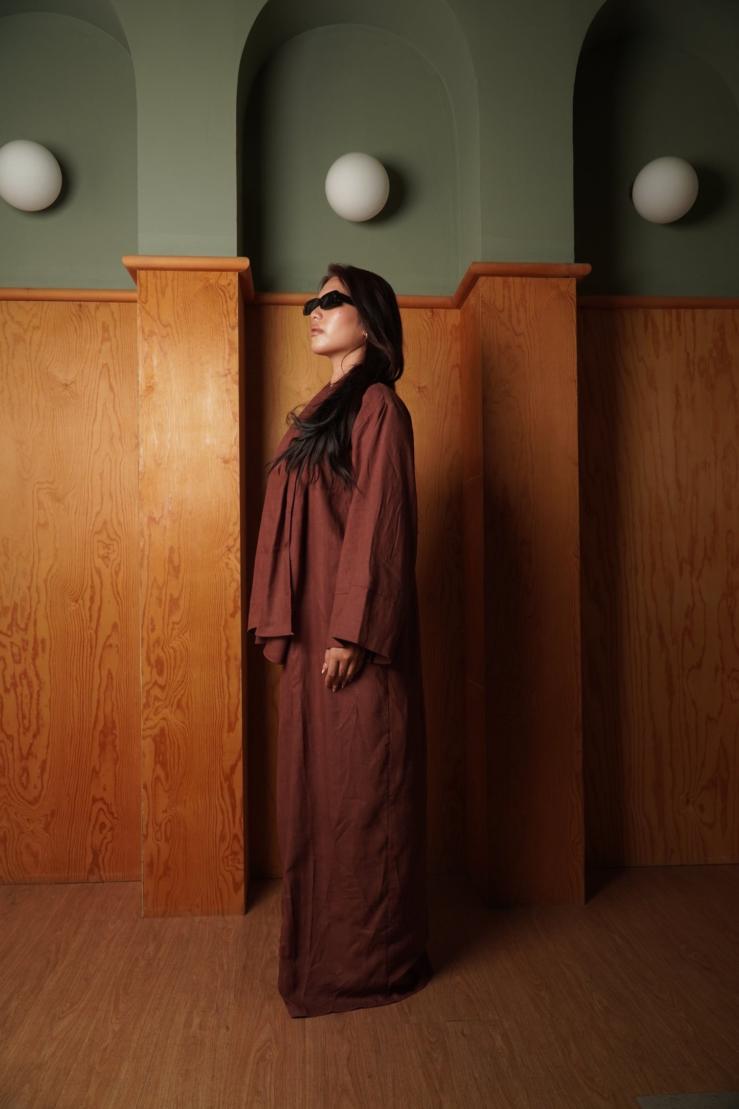 Classic Cacao Linen Mixed Abaya