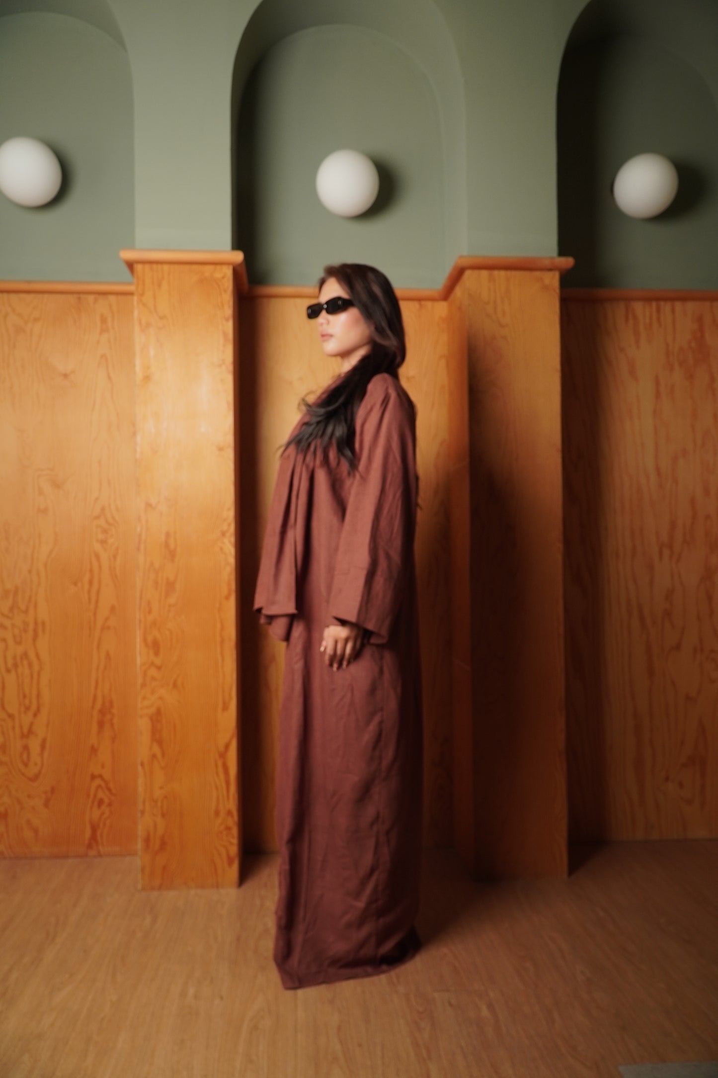 Classic Cacao Linen Mixed Abaya