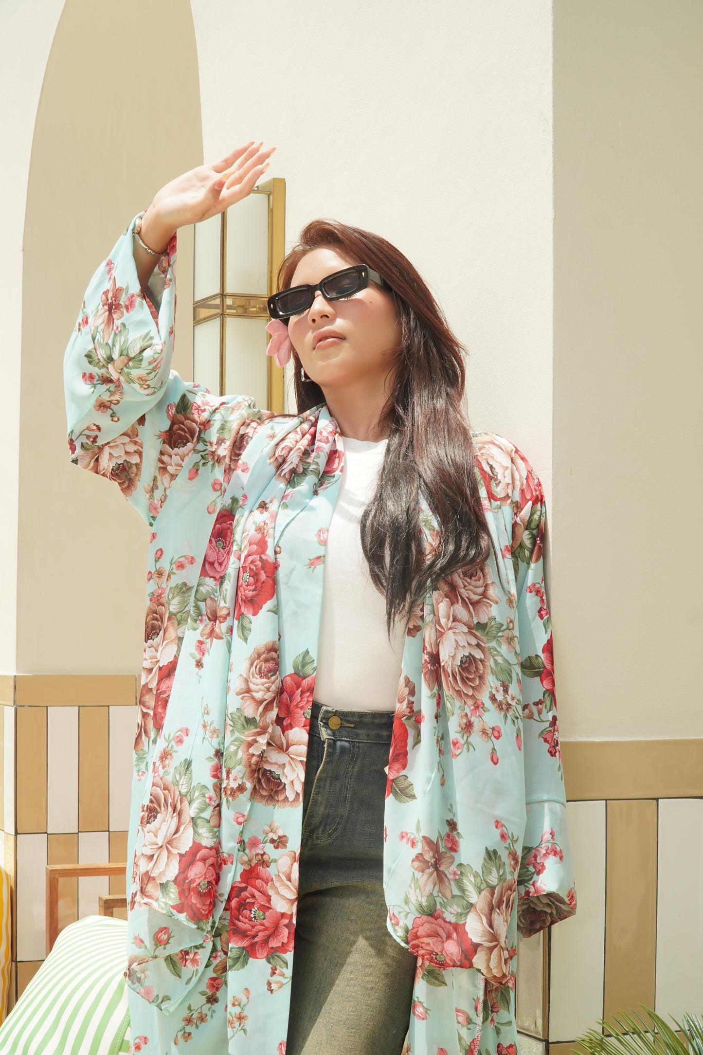 Ocean Petals Printed Abaya