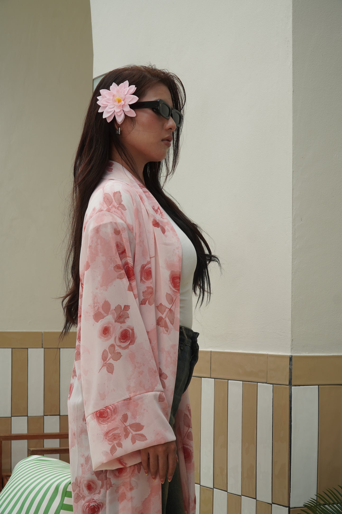 Blush Rose Printed Abaya