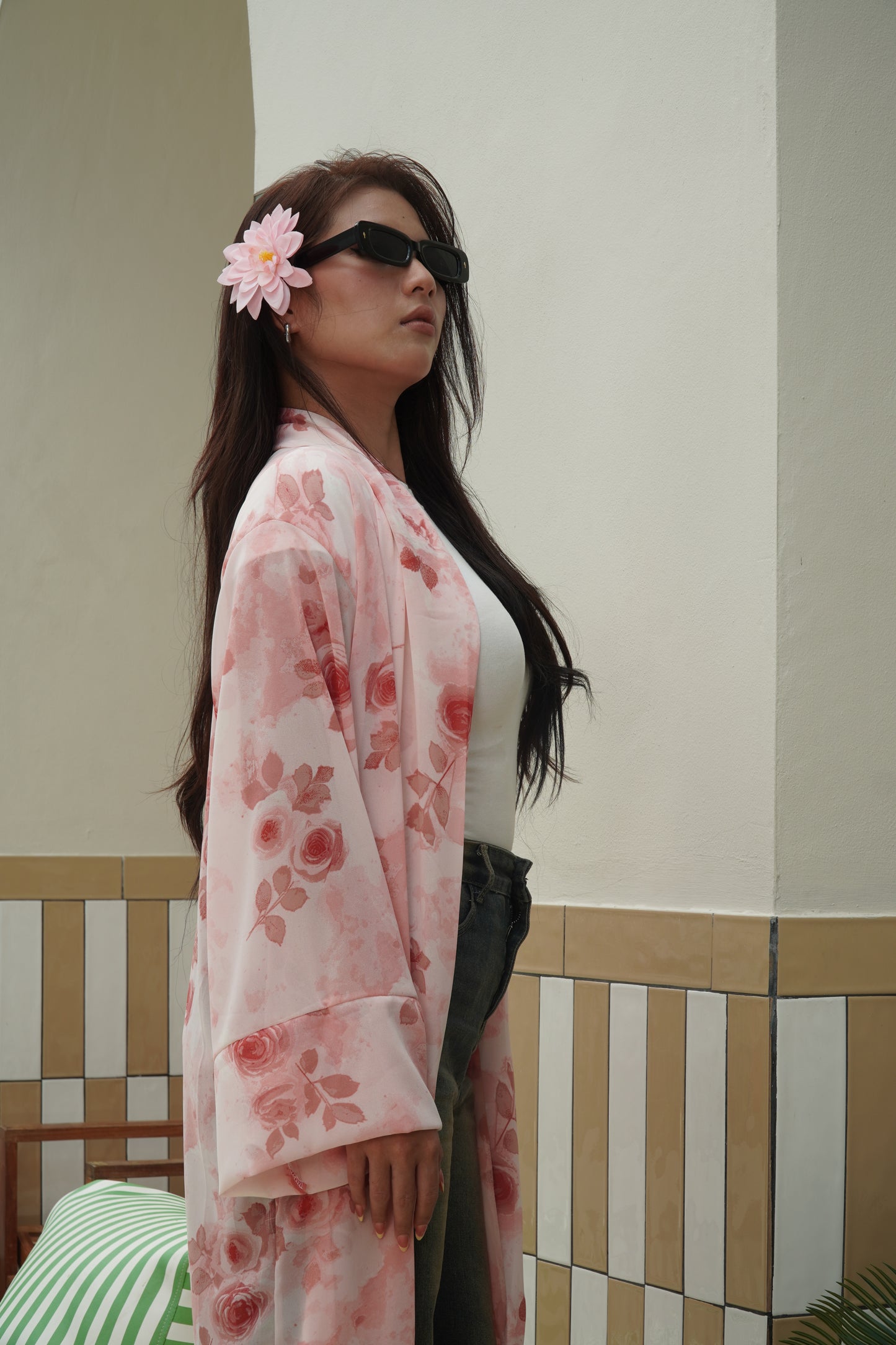 Blush Rose Printed Abaya