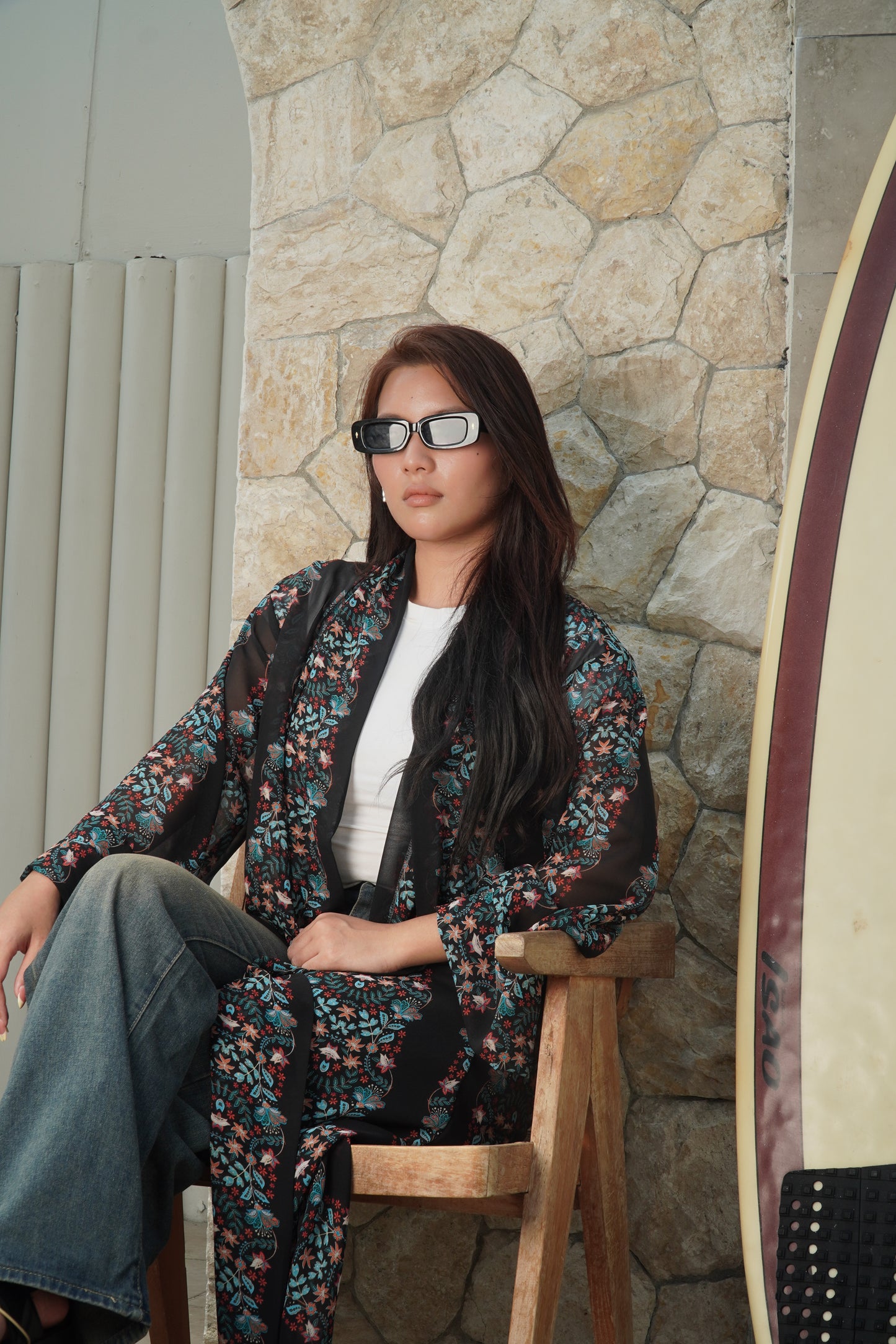 Noan Black Printed Abaya