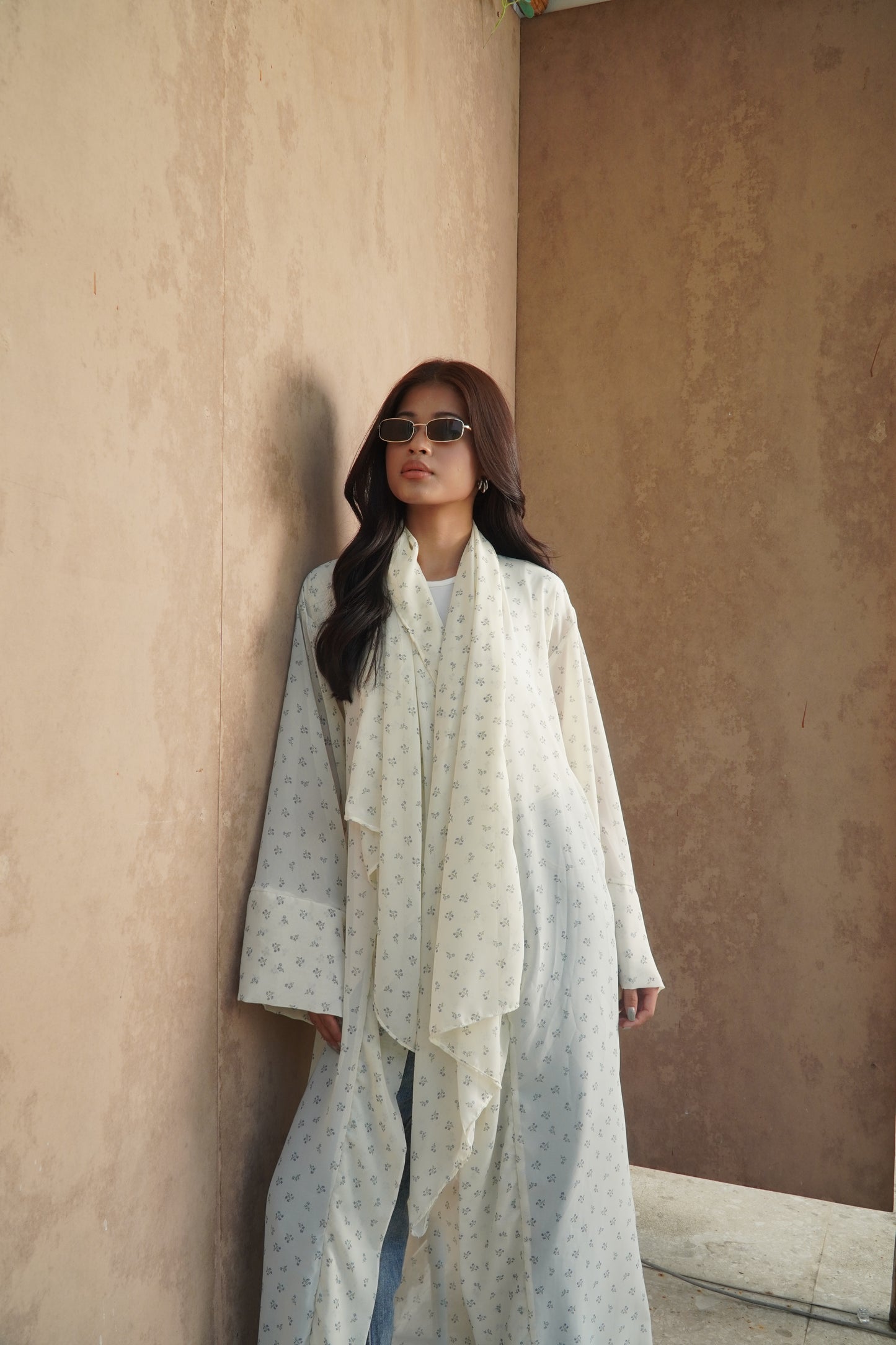 Butter Yellow Floral Printed Abaya