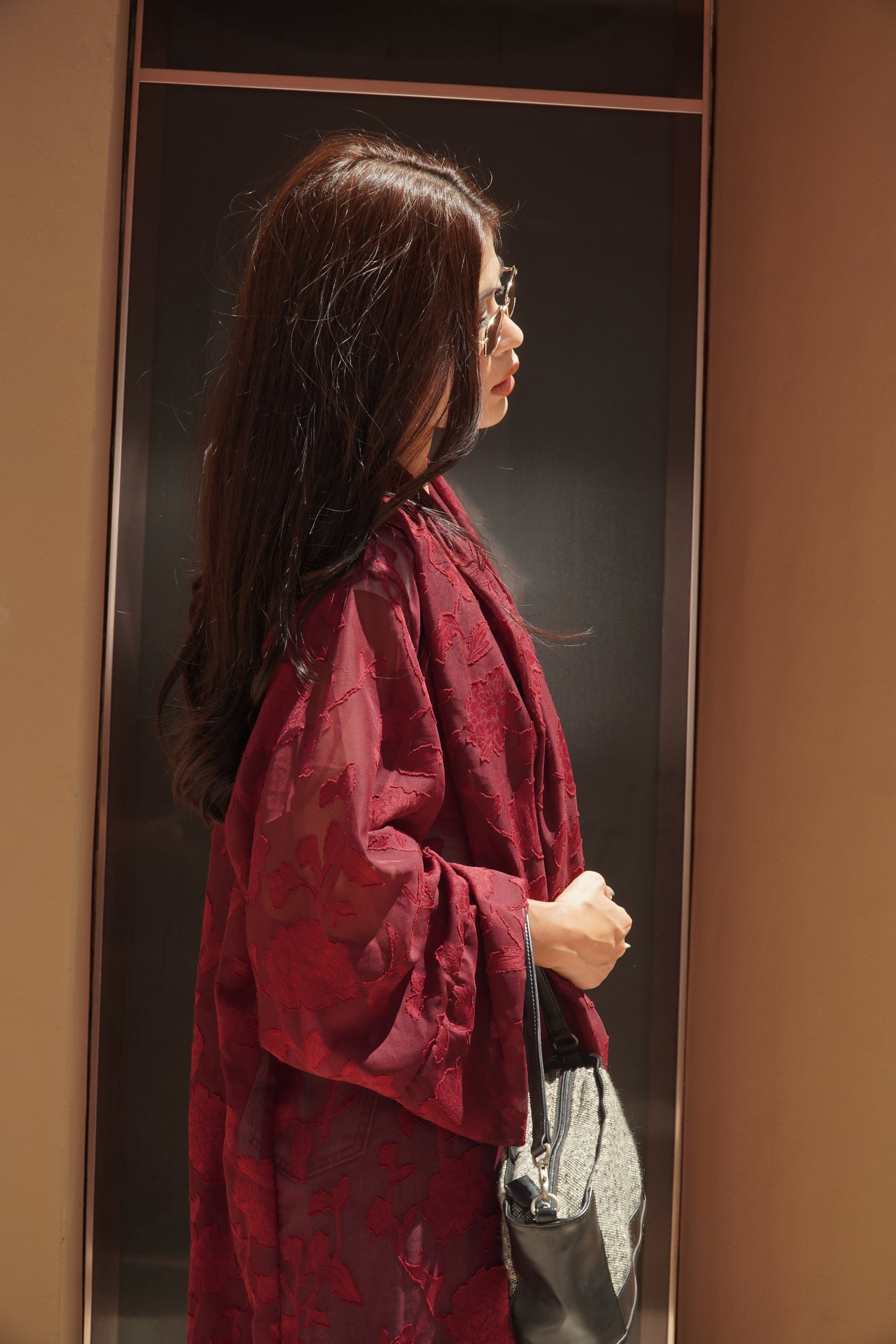 Rooh Red Rose Embroidered Abaya