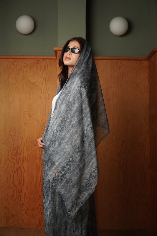 Zoor Snake Skin Printed Open Abaya Set