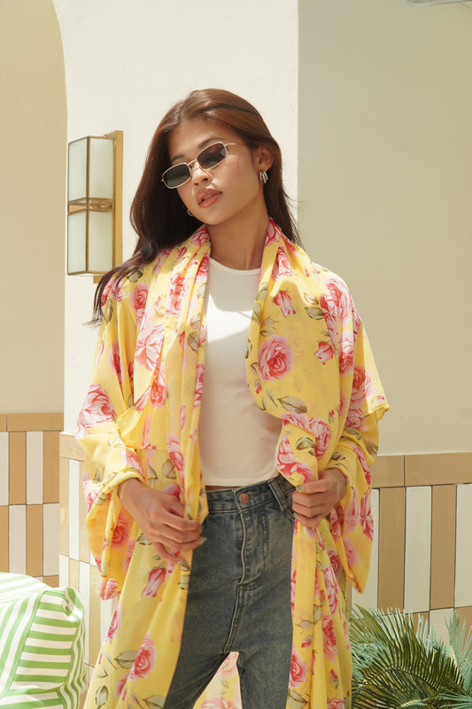 Aura Yellow Floral Abaya