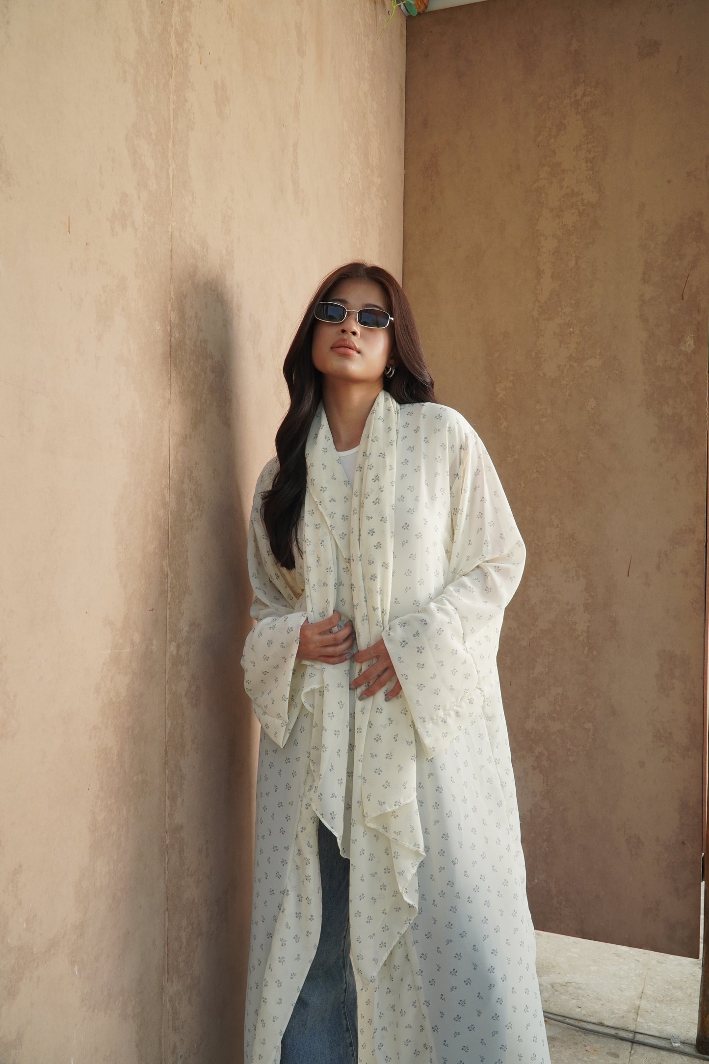Butter Yellow Floral Printed Abaya