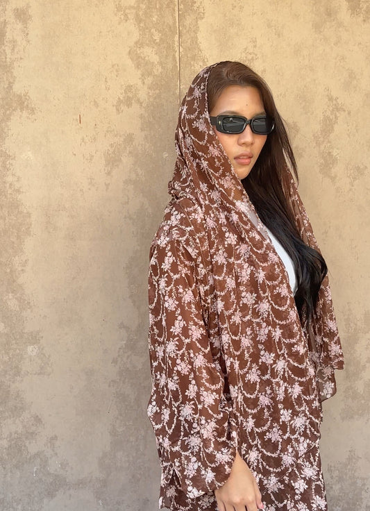 Coconut Latte Printed Abaya